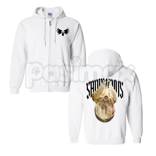 Sanguinius Primarch of Blood Angels Zip Hoodie – Warhammer 40k Tactical Gaming Apparel, Epic Sci-Fi Graphic Sweater-Pasimax