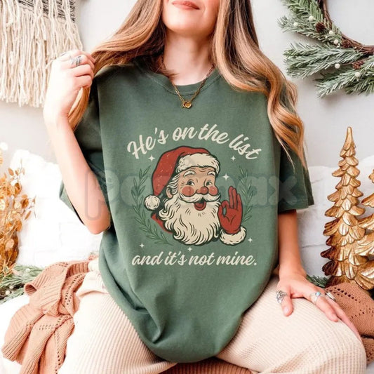 Santa Claus "He's On The List" FDT Xmas Shirt - Funny Political Holiday Tee, Unisex Subversive Christmas Apparel, Naughty List Slogan-Pasimax