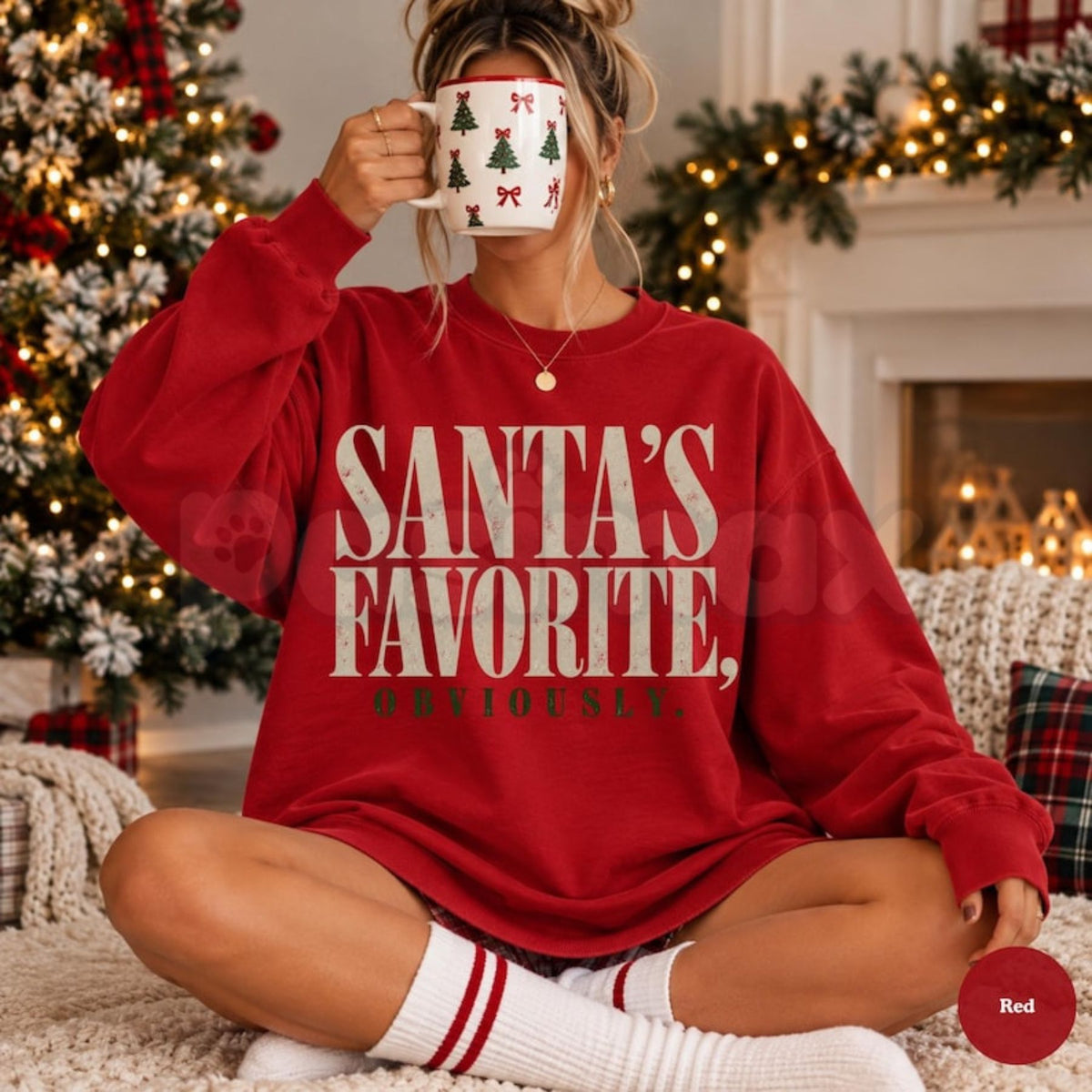 Santa's Favorite Sweatshirt | Retro Festive Christmas Graphic Crewneck-Pasimax