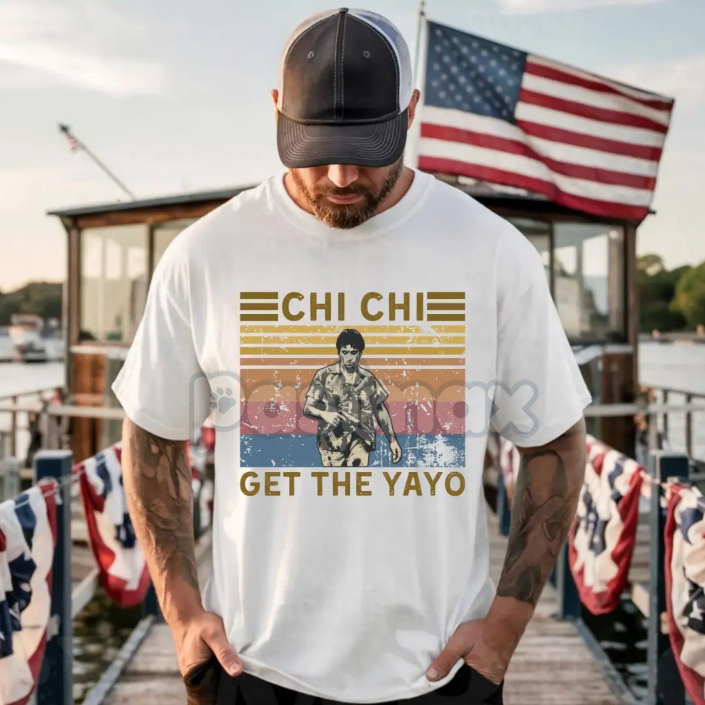 Scarface "Chi Chi Get The Yayo" T-Shirt - Al Pacino Quote Vintage Tee, 80s Pop Culture Apparel, Unisex Distressed Gangster Style-Pasimax