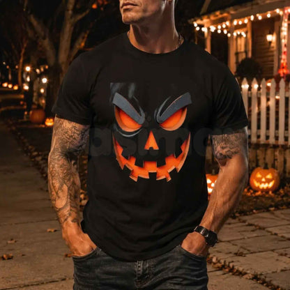 Scary Evil Jack O' Lantern T-Shirt – Spooky Halloween Pumpkin Athletic Sports Tee-Pasimax