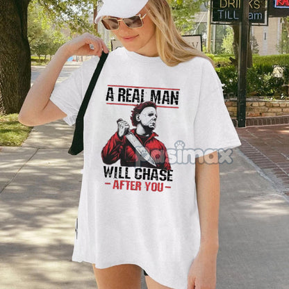 Scary Halloween Horror Movie T-Shirt - Serial Killer Graphic Tee For Him, Men's Apparel-Pasimax