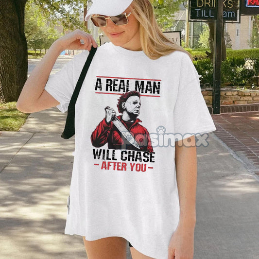 Scary Halloween Horror Movie T-Shirt - Serial Killer Graphic Tee For Him, Men's Apparel-Pasimax