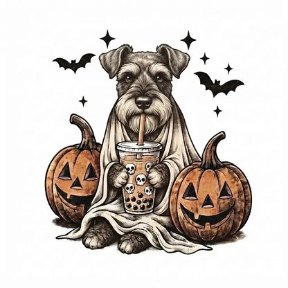 Comfort Colors® Custom Ghost & Boba Tea Halloween Dog T-Shirt – Spooky Season Bubble Tea Graphic Tee, Cute Ghost Dog Unisex Top & Gift