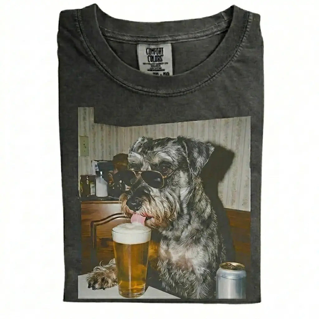 Comfort Colors® Custom Dog Breeds Drinking Beer T-Shirt – Vintage 90s Funny Edgy Dog Meme Tee, Aesthetic Retro Brewery Lover Dog Dad Gift Top