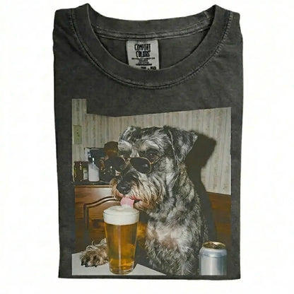 Comfort Colors® Custom Dog Breeds Drinking Beer T-Shirt – Vintage 90s Funny Edgy Dog Meme Tee, Aesthetic Retro Brewery Lover Dog Dad Gift Top