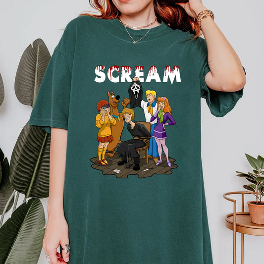 Scream Halloween T-Shirt - Iconic Ghostface Graphic Tee, Retro Horror Movie Apparel, Unisex Spooky Season Shirt-Pasimax