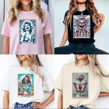 Tarot Card Mental Health T-Shirt – Funny Spiritual Wellness Graphic Tee, Remastered Heavy Cotton Unisex Non-Fitted Top, Soft Lived-In Relaxed Fit Casual Apparel, Made in USA