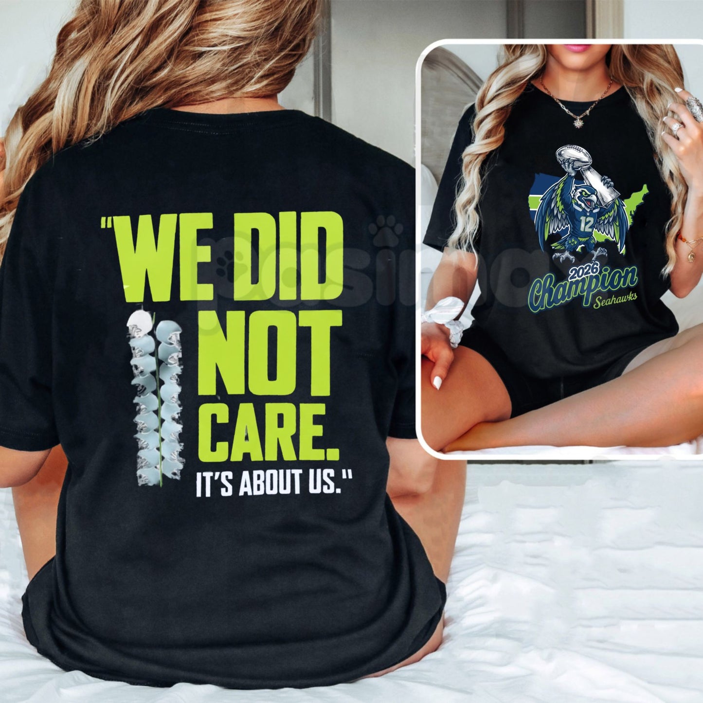 Seahawks 2026 "We Did Not Care" T-Shirt - Seattle Football Championship Fan Tee, Defiant 12th Man Graphic Shirt, Premium Heavyweight Unisex Hawks Apparel, 2026 Season Commemorative Top, Seattle Streetwear Sports Gift-Pasimax