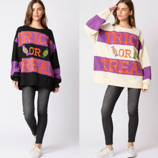 Sequin Halloween Sweatshirt for Women – Sparkly Festive Top-Pasimax