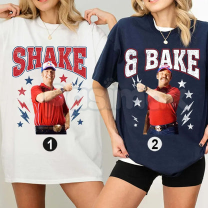 "Shake and Bake" 4th of July T-Shirt – Funny Talladega Nights Couples Patriotic Graphic Tee-Pasimax