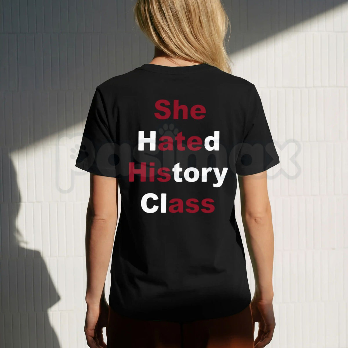 She Hated History Class Hidden Message T-Shirt – Funny Sarcastic Optical Illusion Graphic Tee-Pasimax