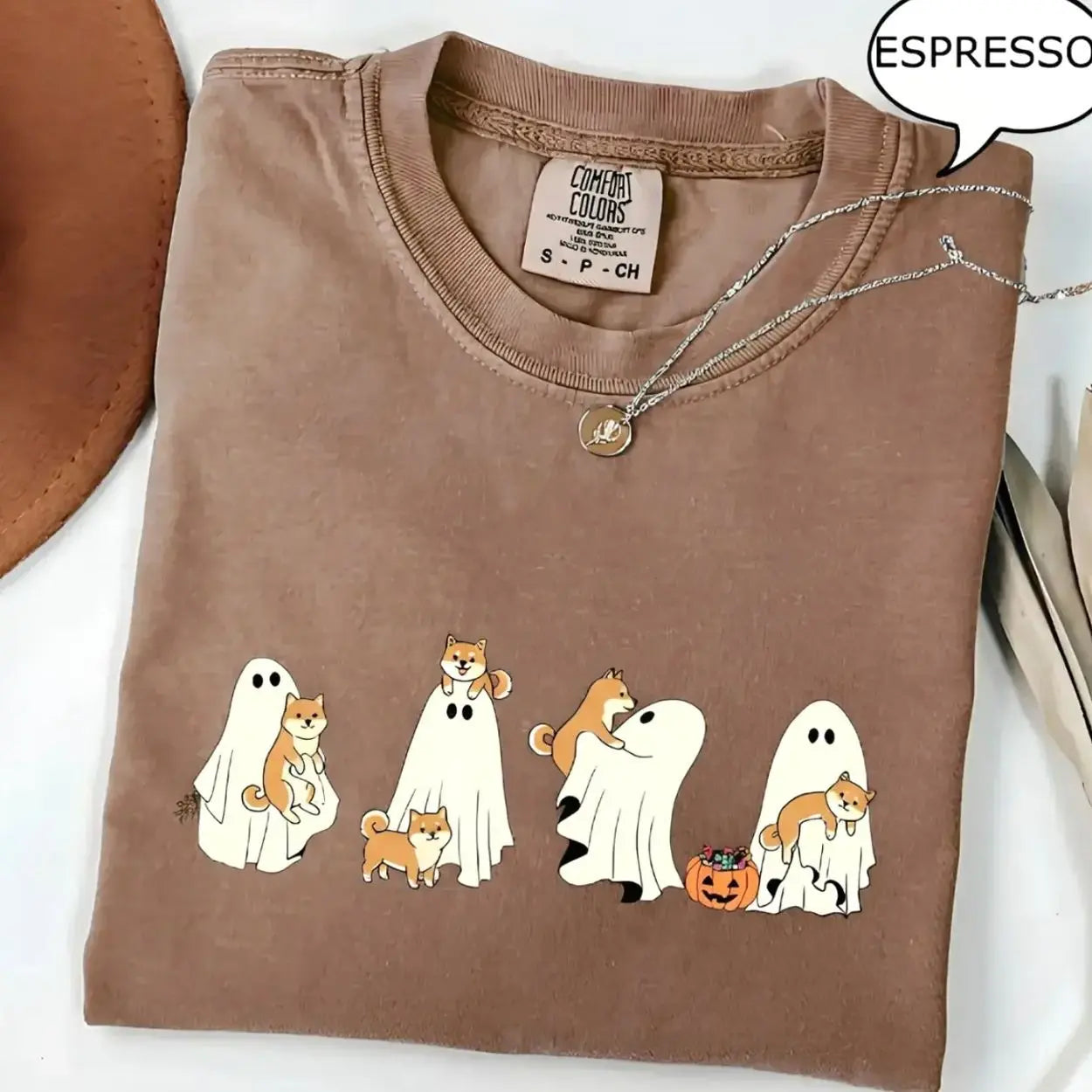 Comfort Colors® Custom Dog Halloween T-Shirt – Breeds Available Ghost Boba Tea Funny Pet Graphic Tee, Spooky Dog Lover Unisex Top