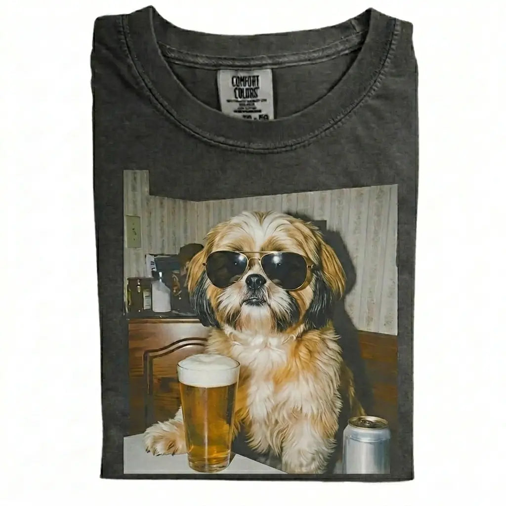 Comfort Colors® Custom Dog Breeds Drinking Beer T-Shirt – Vintage 90s Funny Edgy Dog Meme Tee, Aesthetic Retro Brewery Lover Dog Dad Gift Top