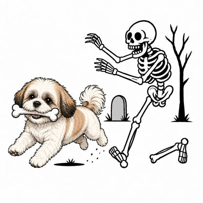 Comfort Colors® Dog Breeds Halloween Skeleton T-Shirt – Funny Spooky Season Pet Lover Graphic Tee, Retro Aesthetic Dog Costume Unisex Top