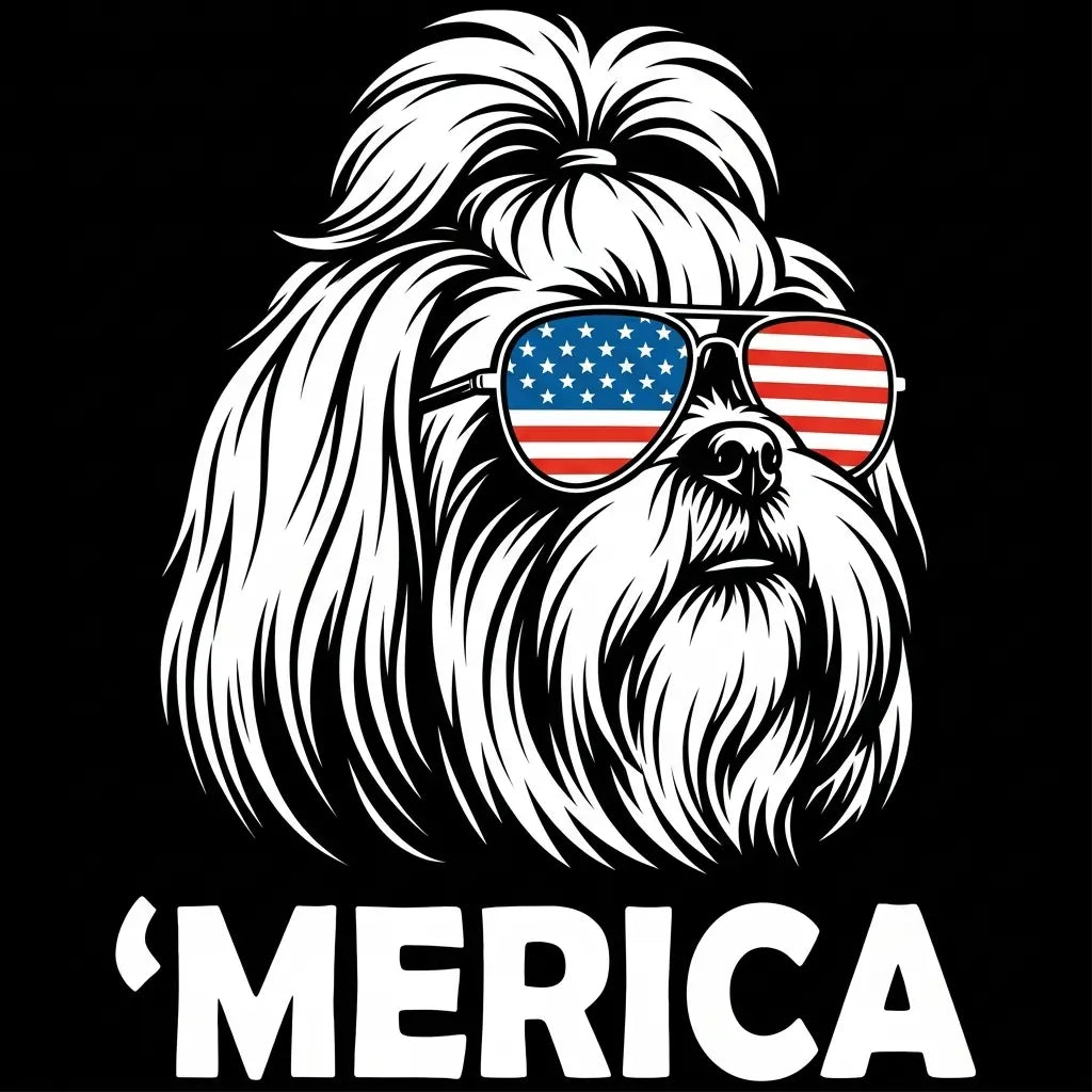 Comfort Colors® Patriotic Dog 4th of July T-Shirt – Funny "Merica" Golden Retriever & Australian Shepherd Shirt, Retro Independence Day Dog Lover Tee