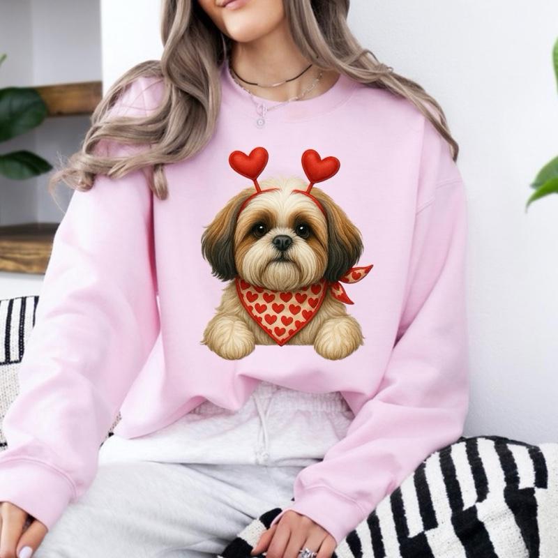 Valentine's Dog Sweatshirt | My Dog is My Valentine Crewneck | Retro Puppy Heart Graphic Jumper | Dog Mom Valentine's Day Gift