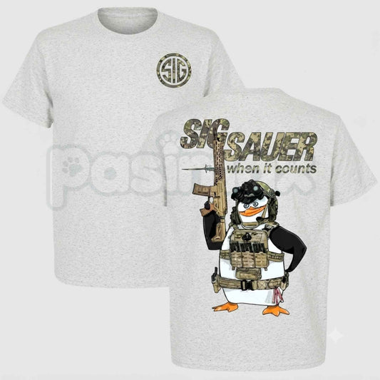 Sig Sauer Tactical Penguin Graphic T-Shirt – When It Counts 2A Shooter Unisex Cotton Graphic Tee-Pasimax