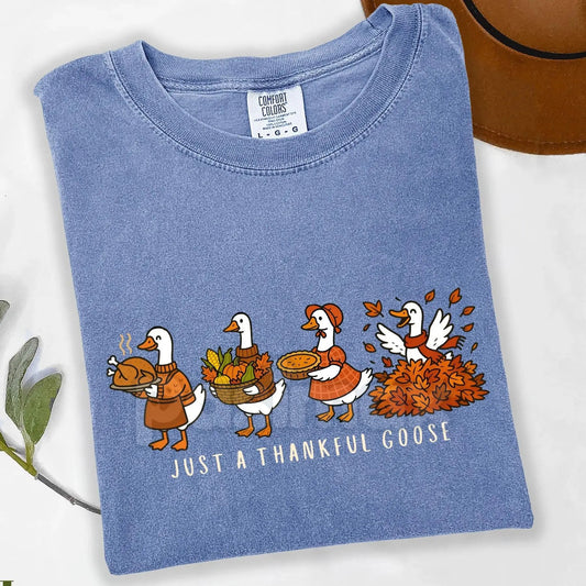 'Silly Goose Thankful' Comfort Colors® Tee – Funny Goose Thanksgiving Shirt, Fall Vibes Family Holiday Apparel-Pasimax