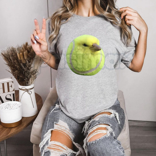 Silly Tennis Bird Meme T-Shirt - Gen Z Brainrot Aesthetic Graphic Tee, Funny Viral Internet Bird Shirt, Premium Heavyweight Unisex Streetwear, Trendy TikTok Humor Top, Abstract Meme Culture Apparel-Pasimax