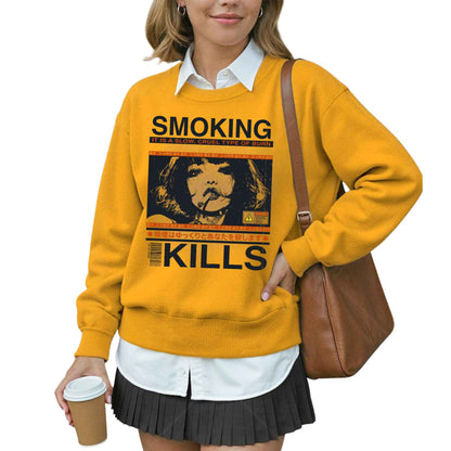 "Smoking Kills" Retro Manga Sweatshirt | Japanese Anime Graphic Top-Pasimax