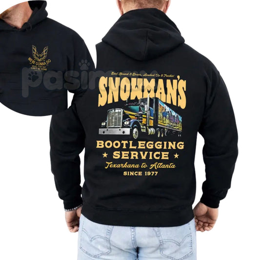 Snowman's Bootlegging Service 2-Sided Hoodie – Vintage Moonshine Graphic Pullover, Country & Outlaw Culture Apparel, Unisex-Pasimax
