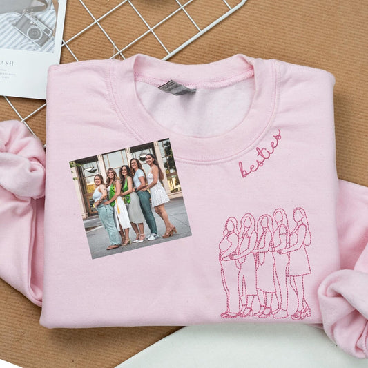 Soul Sister Sweatshirt, Bestie Collar, Custom Friends Portrait Embroidery Sweatshirt - Hoodie, Special Gift For Best Friends