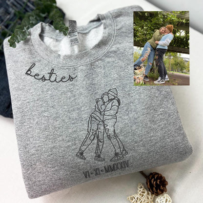 Soul Sister Sweatshirt, Bestie Collar, Custom Friends Portrait Embroidery Sweatshirt - Hoodie, Special Gift For Best Friends