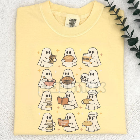 Sourdough Bread Halloween Shirt – Funny Baker Homemaker Tee, Cute Ghosts Cozy Fall Gift, Spooky Bread Pun T-Shirt-Pasimax