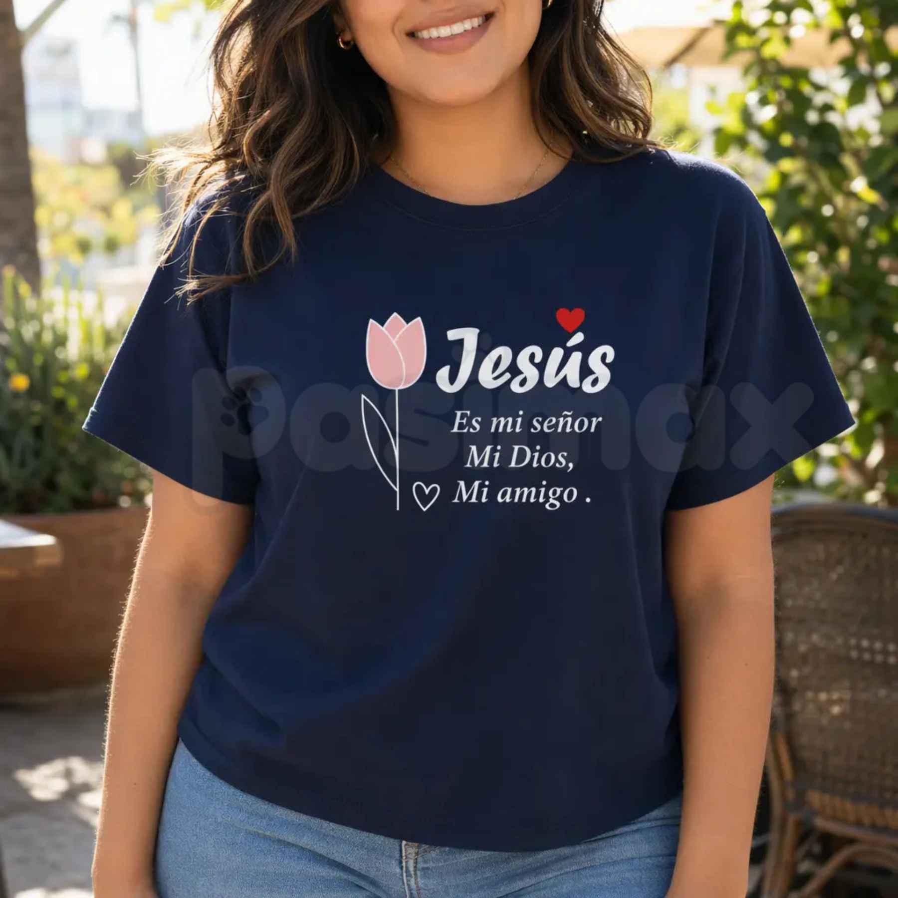 Spanish Christian Shirt Women – Camisa Cristiana Para Mujer, Faith Fe Dios Todo Lo Puede Unisex Classic Cotton Graphic Tee-Pasimax