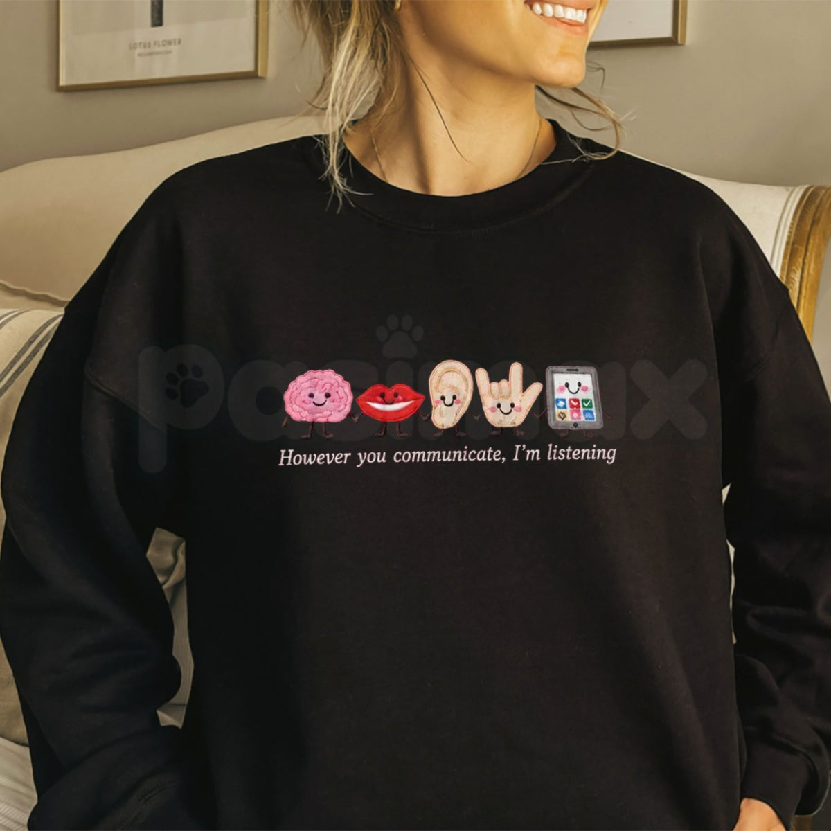 Speech Therapist Embroidered Sweatshirt – Custom SLP Crewneck Pullover-Pasimax
