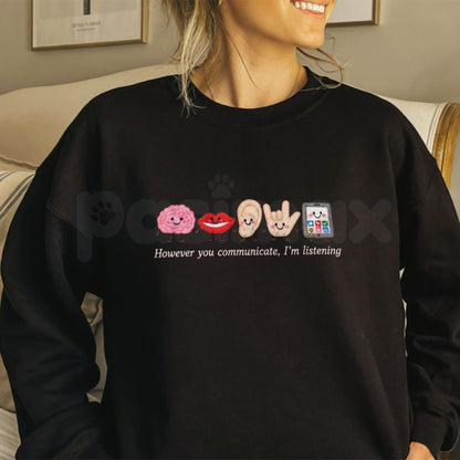 Speech Therapist Embroidered Sweatshirt – Custom SLP Crewneck Pullover-Pasimax