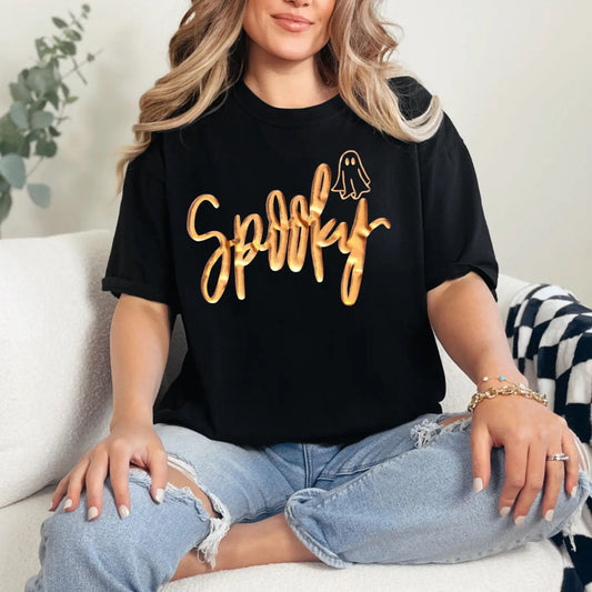 Spooky Ghost Puff Print T-Shirt – Halloween Apparel, Creepy Cute Tee for Men & Women-Pasimax