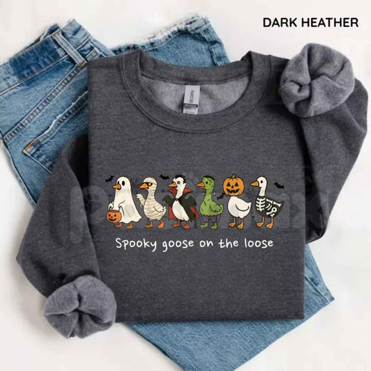 Spooky Goose on the Loose Sweatshirt | Funny Halloween Goose Crewneck-Pasimax