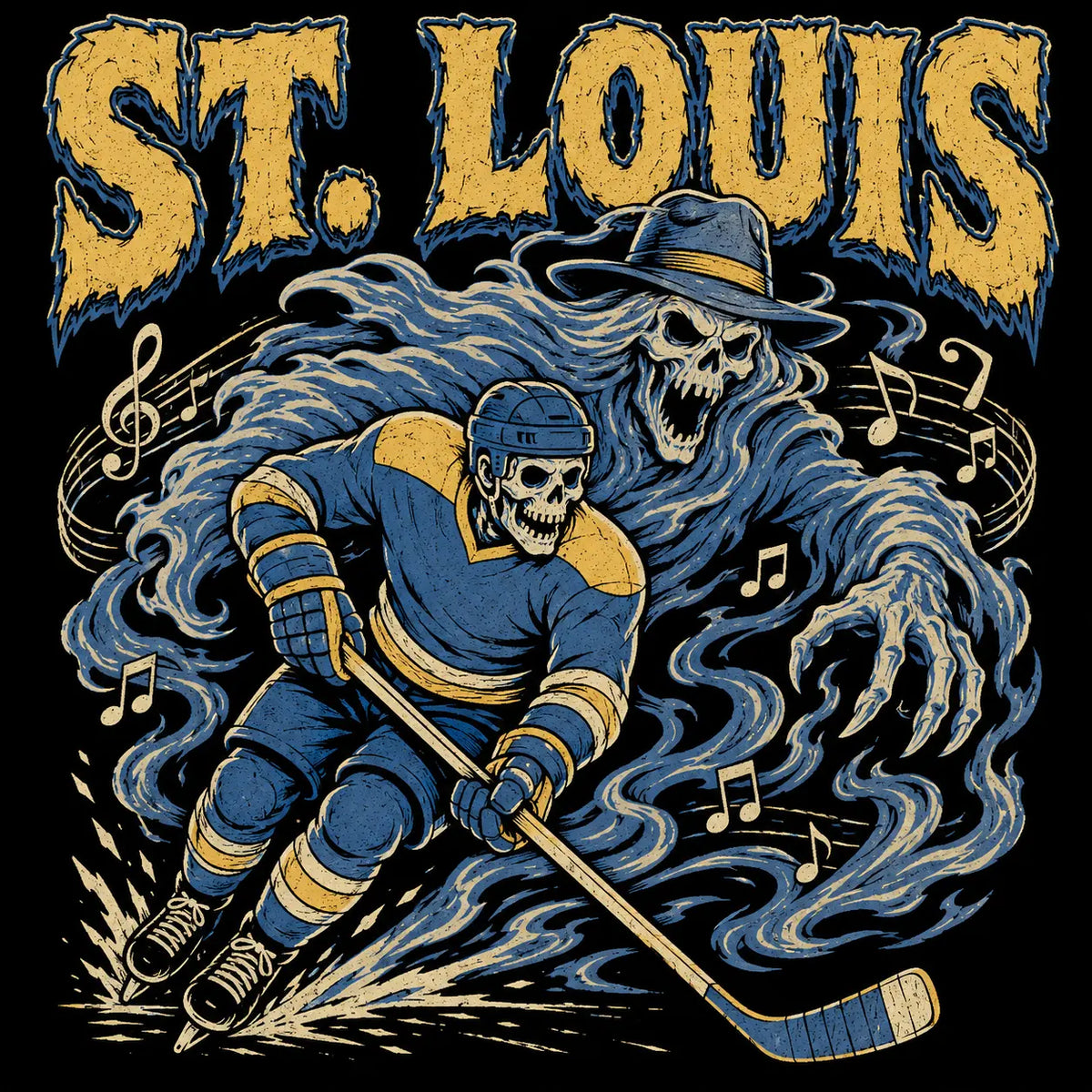 USA 32 Teams Ice Hockey Skull Sweatshirt | Vintage 90s All Team Sport Top