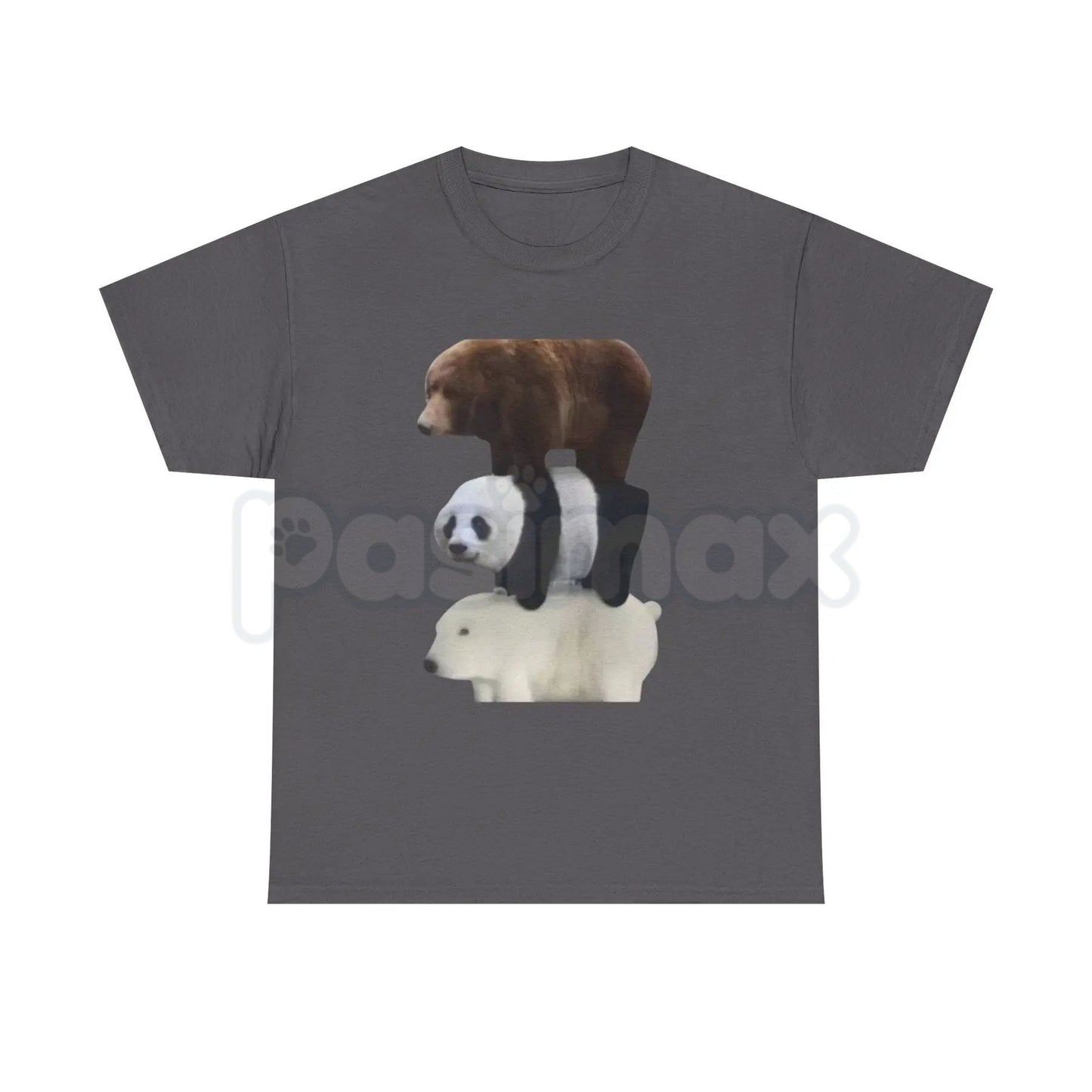 Stacked Bears Graphic Tee - Polar, Panda & Brown Bear Shirt, Minimalist Wildlife Nature Tee, Cute Animal Lover Gift, Premium Heavyweight Forest Animal Apparel-Pasimax
