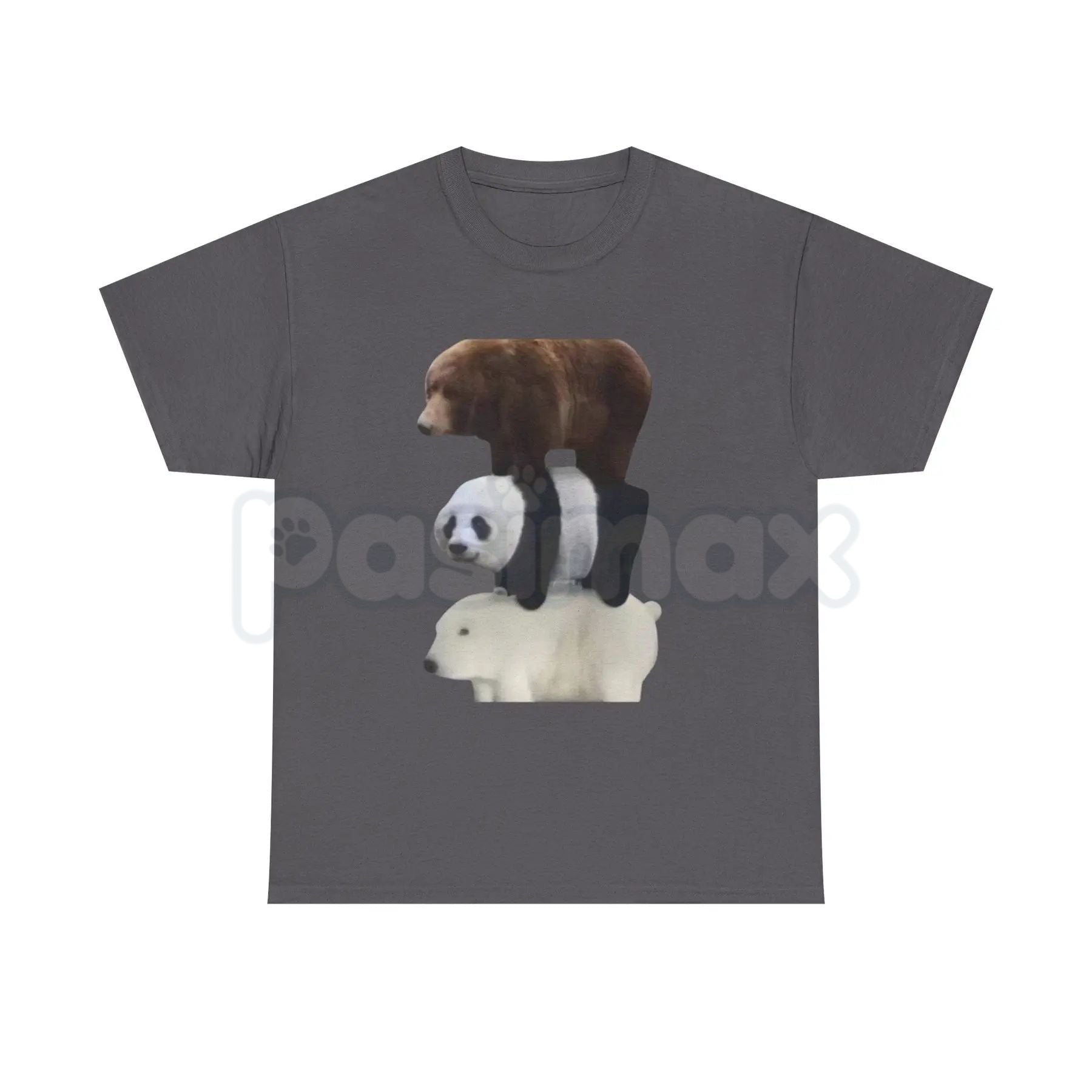 Stacked Bears Graphic Tee - Polar, Panda & Brown Bear Shirt, Minimalist Wildlife Nature Tee, Cute Animal Lover Gift, Premium Heavyweight Forest Animal Apparel-Pasimax