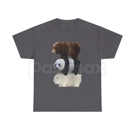 Stacked Bears Graphic Tee - Polar, Panda & Brown Bear Shirt, Minimalist Wildlife Nature Tee, Cute Animal Lover Gift, Premium Heavyweight Forest Animal Apparel-Pasimax