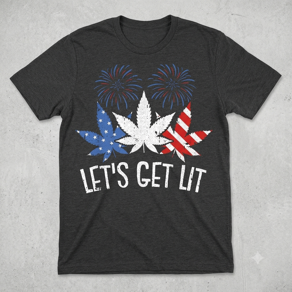 Star-Spangled Stoner 4th of July T-Shirt – Funny Weed Leaf Patriotic Independence Day Graphic Tee-Pasimax
