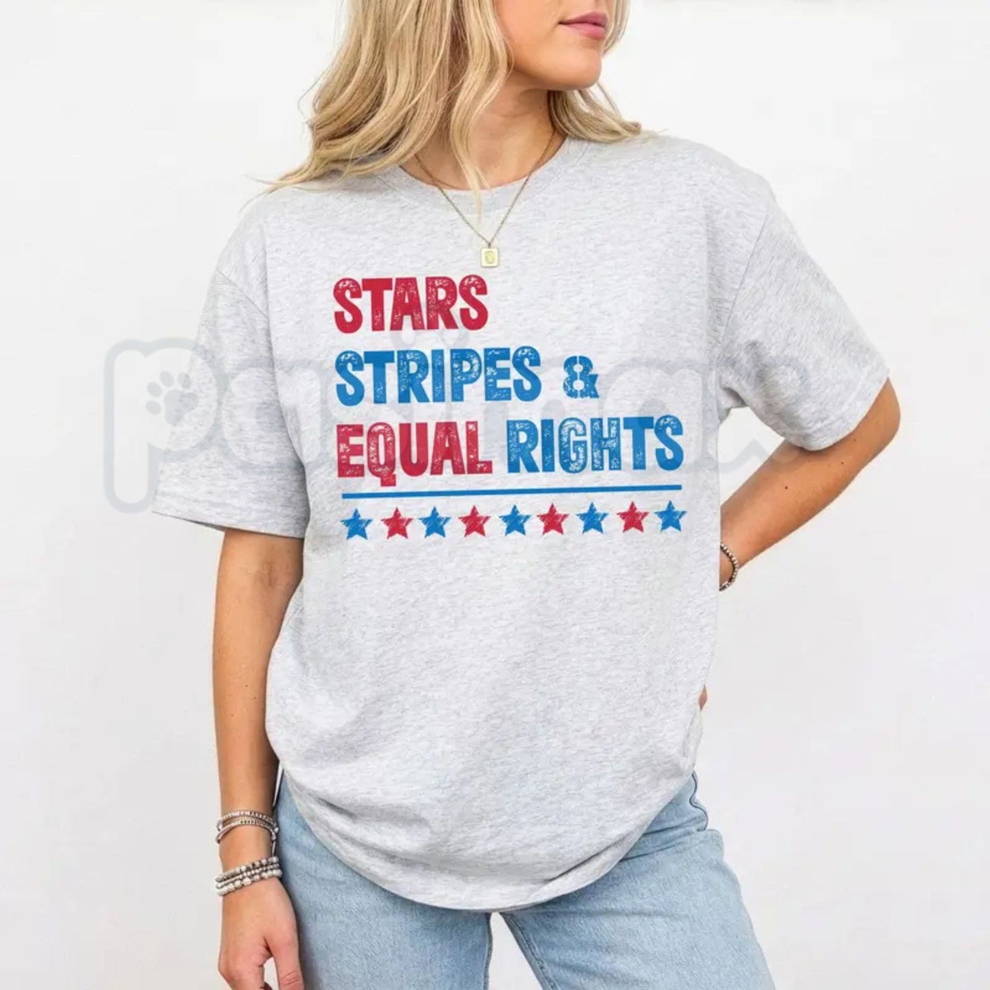 "Stars Stripes & Equal Rights" T-Shirt – Patriotic 4th of July Feminist Tee-Pasimax
