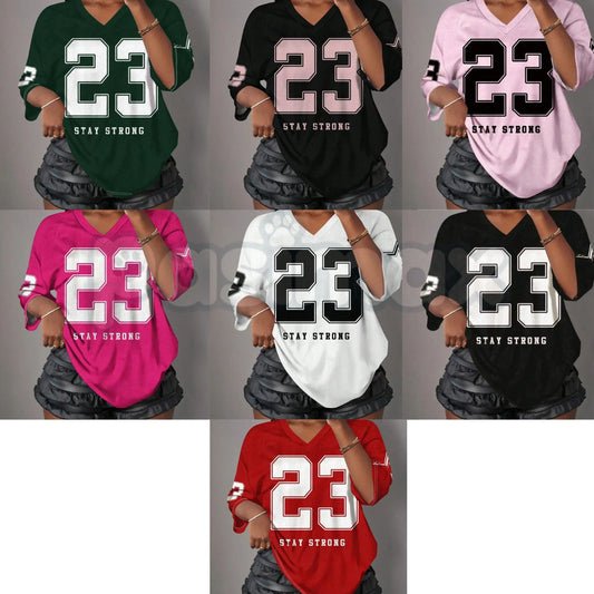 Stay Strong Retro Mesh Breathable Sports Jersey – Women's Athleisure & Activewear V-Neck Tee-Pasimax