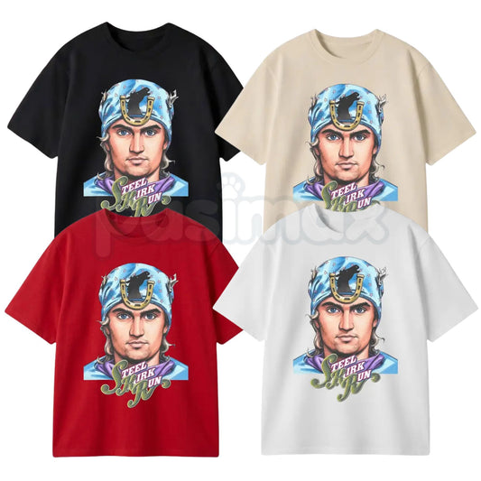 "Steel Kirk Run" JoJo & Star Trek Mashup T-Shirt – Kirky Joestar Graphic Tee, Premium 100% Cotton JJBA x Sci-Fi Top, Soft Lived-In Heavyweight Crossover Anime Shirt, Made in USA-Pasimax