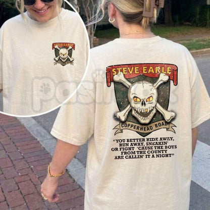 Steve Earle Copperhead Road T-Shirt – Vintage Skull Outlaw Country Rock Unisex Tee-Pasimax