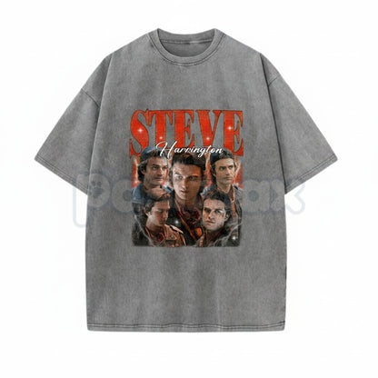 Steve Harrington Unisex Washed T-Shirt – Vintage Hawkins "Babysitter" Graphic Tee, Retro Oversized Streetwear-Pasimax