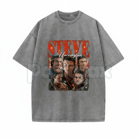Steve Harrington Unisex Washed T-Shirt – Vintage Hawkins "Babysitter" Graphic Tee, Retro Oversized Streetwear-Pasimax