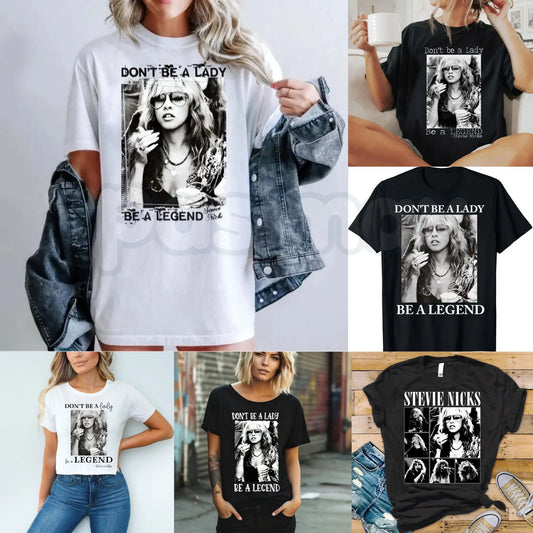 Stevie Nicks Vintage "Don't Be A Lady Be A Legend" T-Shirt – Retro 70s Rock Graphic Tee, Premium 100% Cotton Boho Goddess Top, Soft Lived-In Heavyweight Fleetwood Mac Fan Shirt, Made in USA-Pasimax