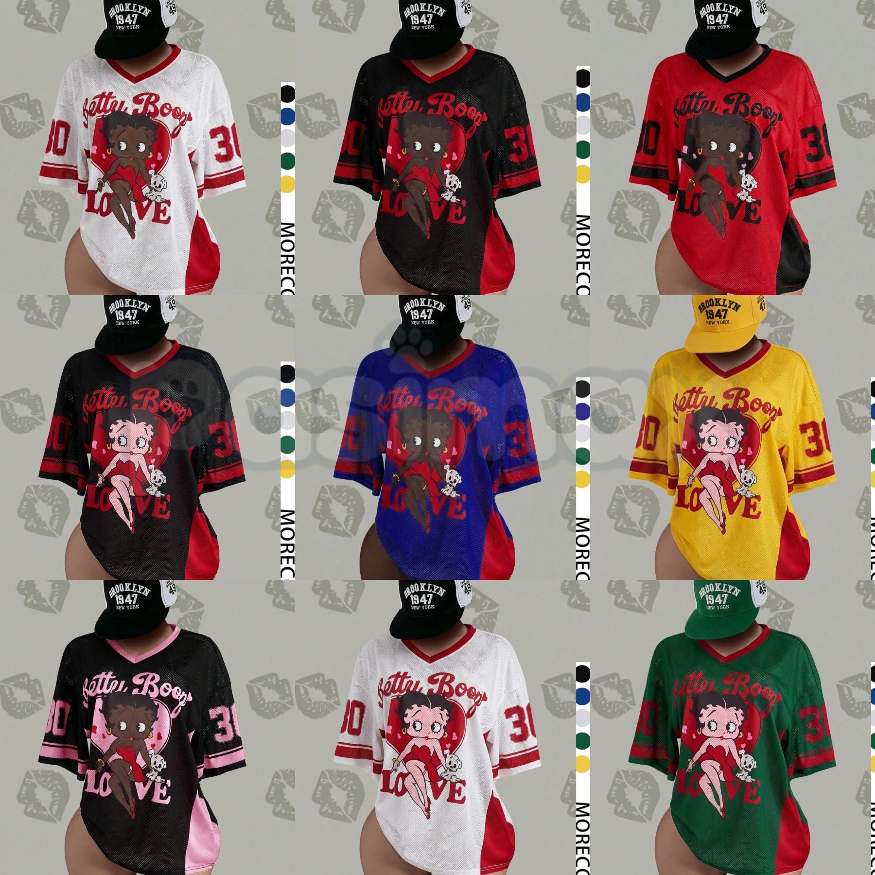 Streetwear Y2K Mesh Top – Vintage Doll Print V-Neck Shirt, Breathable Retro Aesthetic for Women-Pasimax