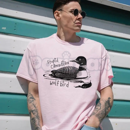 Stupid Canadian Wolf Bird T-Shirt - Ironic Surrealist Meme Tee, Funny Aesthetic "Brain Rot" Apparel, Niche Internet Culture Graphic Shirt-Pasimax