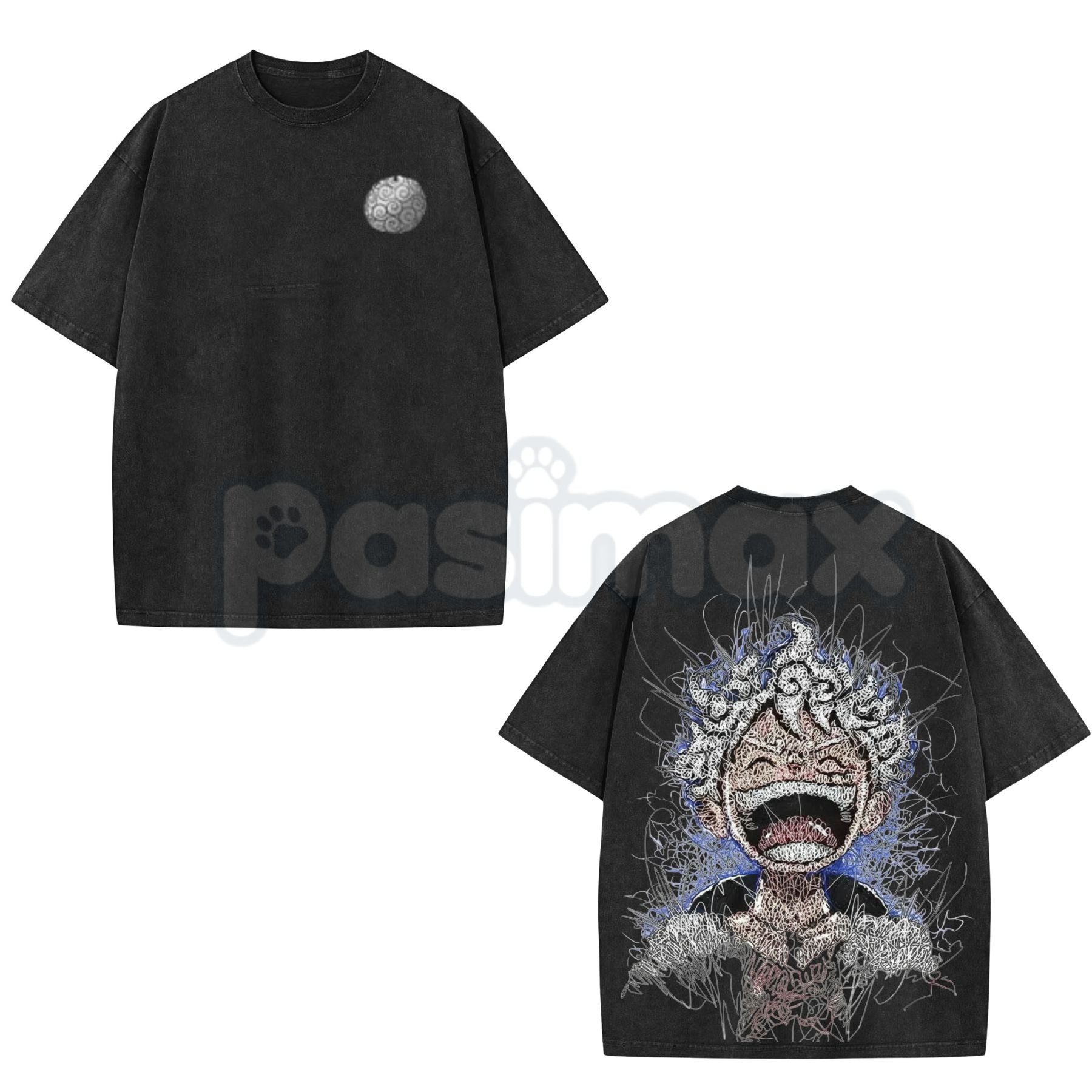 Sun God Nika "Joyboy" Awakening T-Shirt – One Piece Acid Wash Vintage Manga Graphic Tee-Pasimax