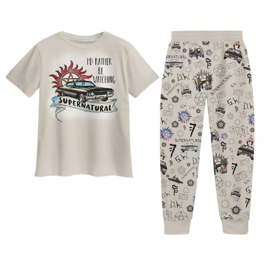 Supernatural Pajamas Set, Winchester Brothers Pajamas for Women & Men, Matching Family PJs, Halloween & Valentine's Gift-Pasimax